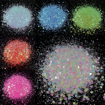 1 KG Lazer Inci Aurora Tırnak Sanat Holografik Glitter Sequins Mix Altıgen Gevreği Dilimleri Glitter Krom Bukalemun Pigment Tozu