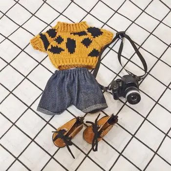1 Takım 20cm oyuncak bebek giysileri Hoodies Şort Mini Ayakkabı Moda Bebek Ceket Üstleri Kazak Ceket Kamera Pamuk Dolması Bebekler Oyuncaklar