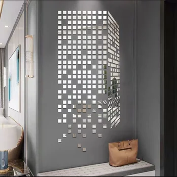 100 adet 3D Kare Ayna Duvar Sticker Mozaik Akrilik DIY Kendinden yapışkanlı Oturma Odası Yatak Odası İçin Sanat ev Dekorasyon 2/3 / 5cm Büyük