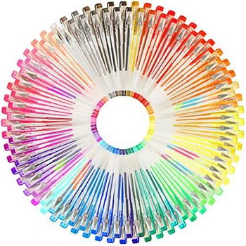 100 Renk Yaratıcı Flaş Jel Kalem Seti,Glitter Jel Kalem Yetişkin Boyama Kitapları Suluboya Kalem Yağlı Jel Kalem Sanat Belirteçleri