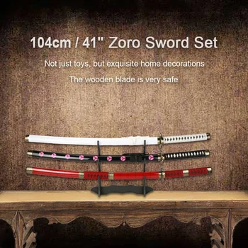 104 cm Roronoa Zoro Kılıç El Yapımı Katana japon animesi Cosplay samuray kılıcı Shusui Enma Kitetsu Ücretsiz Kılıç tutucu ve kemer