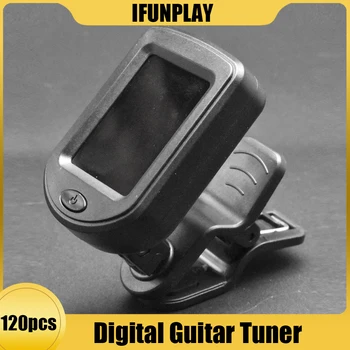 120 Adet Clip-On Dijital Gitar Tuner 360 Derece Dönebilen LCD Guitarra Tuner Taşınabilir Evrensel LCD Ekran Dijital Tuner