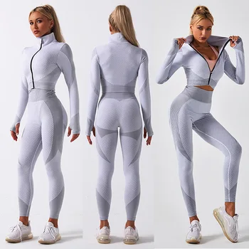 2 Parça Set Kadın Dikişsiz spor elbise Spor egzersiz kıyafetleri Eşofman Spor Spor Kırpma Üst Yüksek Bel Tayt Yoga Seti