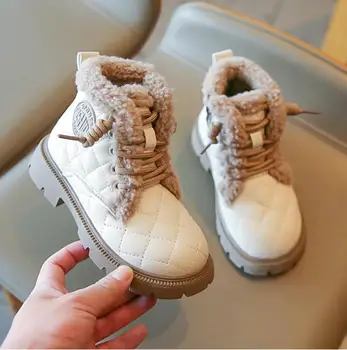 2023 Kış çocuk Botları Kız Erkek Peluş su geçirmez botlar Rahat sıcak ayakkabı Çocuk Moda Ayakkabı Yüksek Kaliteli Kar Botları