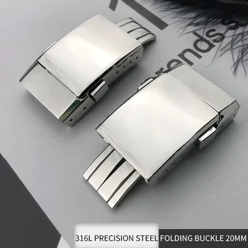 20mm Süper Kalite 316L Paslanmaz Çelik Toka Breitling Kauçuk saat kayışı Gümüş Siyah Parlatma Toka Askısı Katlanır Toka