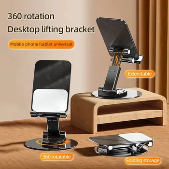 360 Rotasyon Cep Telefonu Tutucu Standı Katlanır Tembel Masaüstü Cep Telefonu Tablet Evrensel Metal iPhone 15 14 Samsung Xiaomi