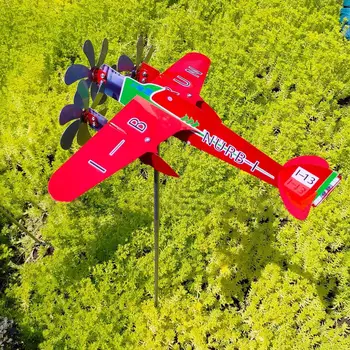 3D Açık Spinners Uçak Weathervane Güzel Metal Fırıldak Uçak Kazık Rüzgar Spinners Bahçe Weathervane Aksesuarları