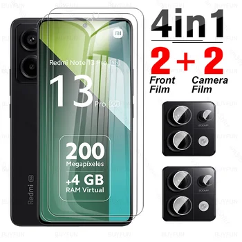 4-in-1 yüksek kaliteli cam Redmi İçin Not 13 Pro 5G Temperli Cam Xiaomi Redmy Note13 13Pro Note13Pro 4G kamera ekran koruyucusu