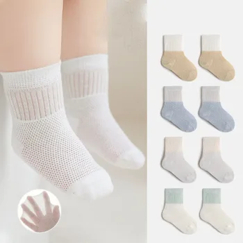 4 Çift / grup Bebek Çorap Yaz Nefes Örgü Çorap Yenidoğan Toddler Karikatür Erkek Çorap Prenses Kız Giyim Aksesuarları