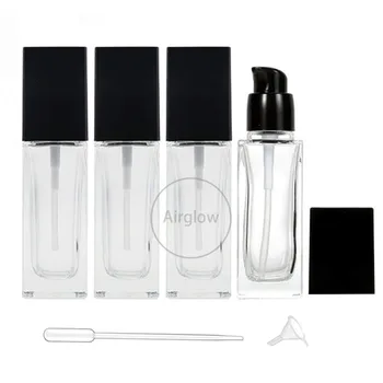 5 ADET Sıvı Fondöten şişesi Cam Losyon pompa şişeleri Kozmetik Krem Dağıtıcı Şişe Seyahat Uçucu Yağlar Özü Konteyner