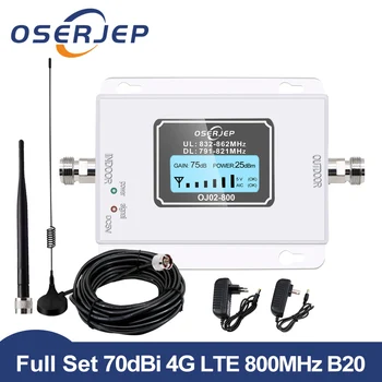 Band20 LTE 800MHz Tekrarlayıcı 4G Hücresel Mobil sinyal amplifikatörü 4G LTE 800 Sinyal Güçlendirici Tekrarlayıcı + Enayi Anten + Omni Anten