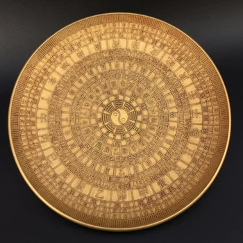 Büyük Pirinç Qing Hanedanı Beş Element Plaka Giriş Dekorasyon Retro Bakır Tel Tai Ji Şeması Antik Bronz Antika Süsleme