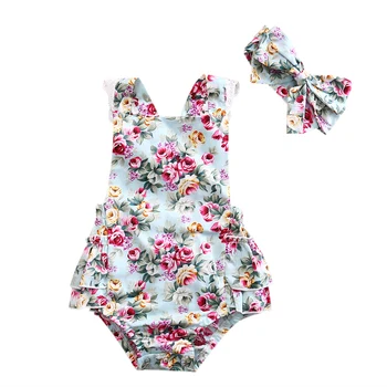 Citgeett Yenidoğan Çocuklar Bebek Kız Giysileri Çiçek Kıyafetler Set Dantel Tulum Bodysuit Fırfır Yaz Sevimli Sunsuit