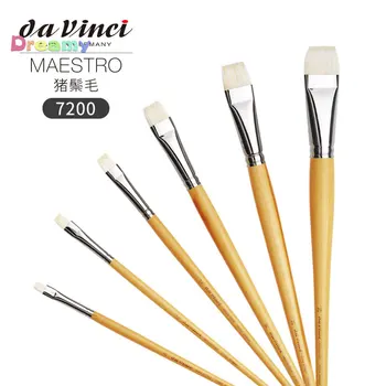 da Vinci Serisi 7200 Maestro Sanatçı Boya Fırçası, Parlak Domuz Kıl, Ekstra Kısa El Kilitli Doğal Cilalı Saplı