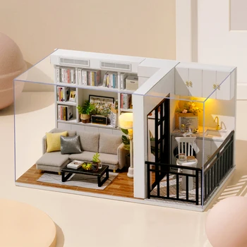 Dıy Ahşap Dollhouse Minyatür Öğeler Aksesuarları ve Mobilya, Küçük Ev, Gençler için Doğum Günü Hediyeleri, Yetişkinler