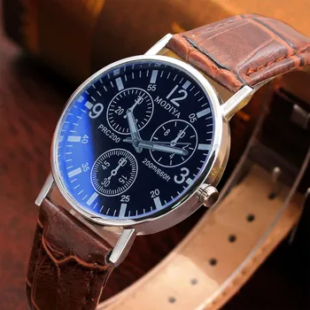 Erkek Kadın Deri Kayış Analog quartz saat Altı Pin erkek saati Mavi Cam Kemer İş İzle Bayanlar kol saati Reloj Mujer