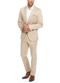 Erkek Klasik Fit 2 Parça Takım Elbise Çentik Yaka iş Smokin Ceket Pantolon