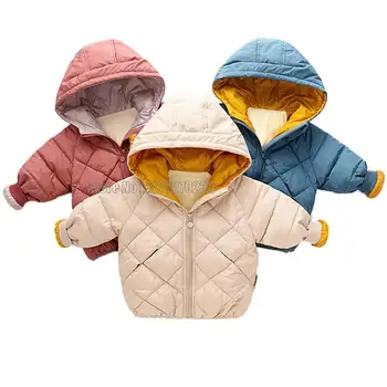 Erkek Çocuk Kapşonlu Kabanlar Kız Sıcak Giyim Bebek Giyim Moda Çocuklar Fermuar Ceket Ceketler