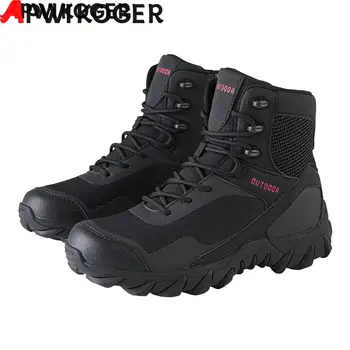Erkekler askeri postal 2023 Erkekler iş güvenliği Botu Savaş Ayakkabıları Erkek yarım çizmeler Su Geçirmez Taktik Ordu SneakersHiking trekking ayakkabıları