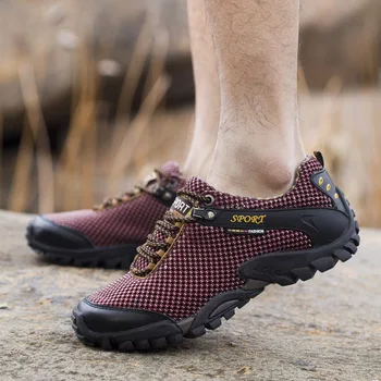 Erkekler Açık Spor Dağ Tırmanma ayakkabıları En Kaliteli Turizm Koşu Trekking Sneakers kaymaz Klasikleri Rahat yürüyüş ayakkabıları