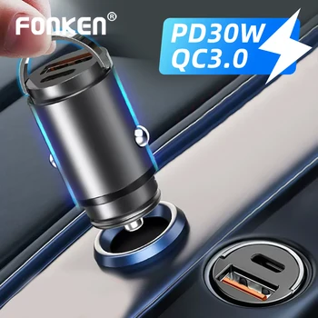 Fonken 30W QC3. 0 PD USB Süper Hızlı araba şarjı Tip C Hızlı şarj adaptörü USB C Telefon Mini iphone şarj cihazı Huawei Samsung