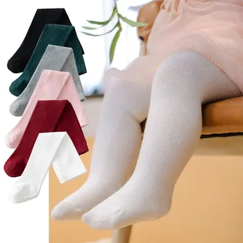 Ilkbahar Sonbahar Yenidoğan Bebek Uzun Çorap Düz Renk Nefes Çorap Elastik Yumuşak Penye Pamuk Çorap Yürümeye Başlayan Tayt Çorap