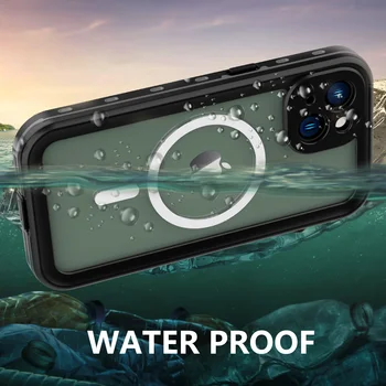 IP68 Manyetik Şeffaf Su Geçirmez Kılıf iPhone 15 Artı 14 13 Pro Max Şok Damla Geçirmez Kapak Dalış Yüzmek Sualtı Sporları