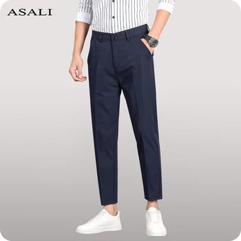 İlkbahar Yaz erkek Takım Elbise Pantolon Rahat Sıska kalem pantolon Erkekler Streetwear 2023 Moda İnce Düz Renk Pantolon Erkek Dipleri