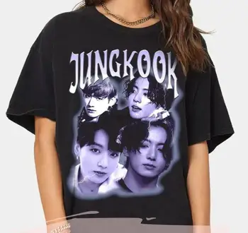 Jungkook Vintage Tarzı T Shirt Jungkook Vintage Unisex Kazak Kore K-pop Hayranları Hediye Kpop T shirt Tee