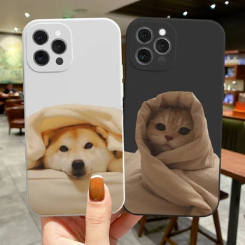 Karikatür Kedi köpek telefon kılıfı için iPhone 14 13 12 11 Pro Max XR XS X 7 8 Artı SE 2020 Mini Darbeye Dayanıklı Mat Yumuşak Tpu Silikon Kapak