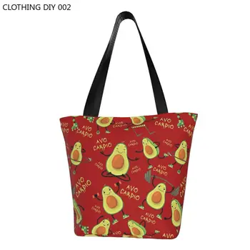 Kırmızı Avo Kardiyo Spor Avokado Desen Bakkaliye alışveriş çantası Baskılı Tuval Shopper kol çantası Çanta Büyük Kapasiteli Çanta