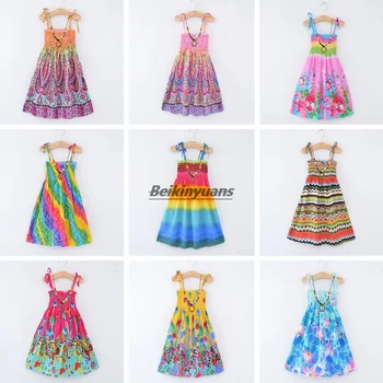 Kızlar plaj elbisesi Yaz Kore Bohemian ebeveyn-çocuk elbise çocuk sling plaj elbisesi sahil tatil rayon ipek