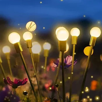 LED Firefly lamba güneş enerjili açık hava aydınlatması bahçe dekorasyon su geçirmez bahçe ev çim havai fişek ışık zemin yeni yıl noel