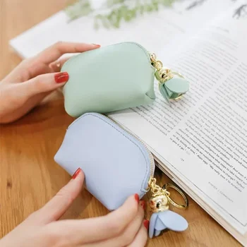 Marka Yeni Moda Bayanlar PU Deri Mini cüzdan Kart Anahtarlık Zip bozuk para cüzdanı Çiçek kolye el çantası Küçük Çanta Çanta