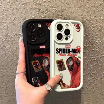 Marvel Sevimli Örümcek adam telefon kılıfı İçin iPhone 15 Yeni 14 13 12 11 Pro Max Moda X XS XR 7 8 15 Artı SE Yumuşak Lens koruma kapağı