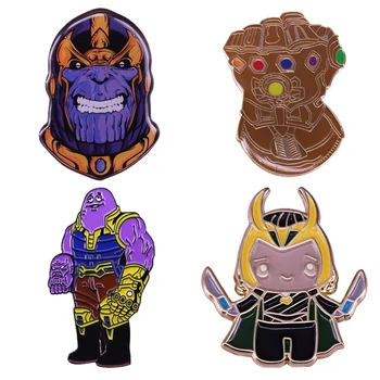 Marvel Süper Kötü Thanos Sonsuz Taşlar Eldiven Rozeti Loki Film Yaratıcı Anime Broş Gömlek Yaka Pin Şapka Sırt Çantası Aksesuarları