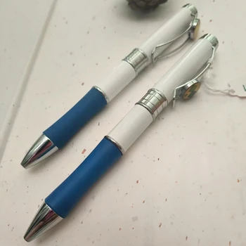 Mavi Yumuşak kauçuk kavrama Tükenmez Kalem 34g Metal Ağır Kalem Gümüş ve süre Geri Çekilebilir Kalemler Hediyeler için Ofis Yazma Enstrüman