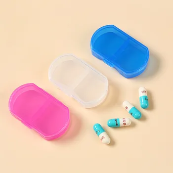 Mini Taşınabilir Küçük İlaç kapaklı kutu Şeffaf 2 Bölmeli saklama kutusu Plastik Kutu Profesyonel Aksesuarlar