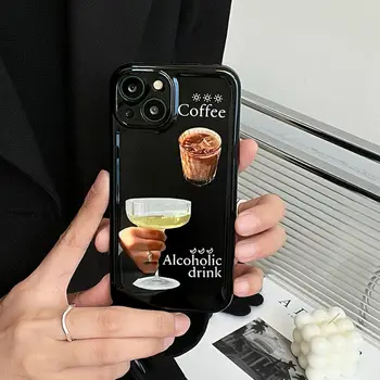 Moda Kahve Şampanya Serin Telefon Kılıfı için iPhone 11 13 Pro Max 12 Mini XR XS Max X 7 8 Artı SE2 Zarif Darbeye Dayanıklı arka kapak