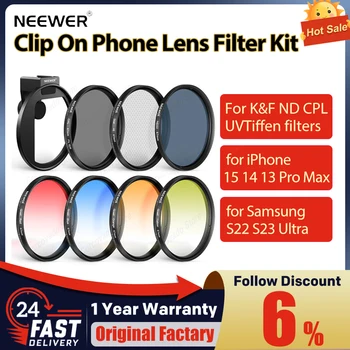 NEEWER Klip Telefon Lens Filtre Kiti İçin K & F ND CPL UV / Tiffen filtreler / iPhone 15 14 13 Pro Max Samsung S22 S23 Ultra