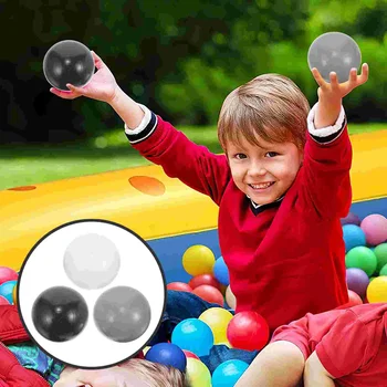 Nolitoy Siyah Dekor 100 Adet Top Çukur Topları Plastik Oyun Topları Yumuşak Çukur Topu Örgü Çanta Çocuklar Okyanus Topları Bebek Tarama Topu