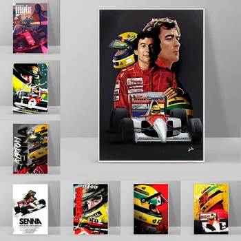 Poster Baskılar Ayrton Senna Yıldız F1 Formülü Mclaren Dünya Sürücü Efsane Tuval Boyama Sanat Duvar Resmi Oturma Odası Ev Dekor