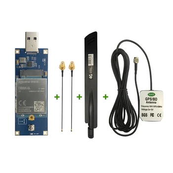 Quectel EM060K-GL LTE-A Cat 6 modülü ile M. 2 Tip C / USB 3.0 adaptörü + 2 adet SMA erkek IPEX4 pigtail + GPS 4G anten