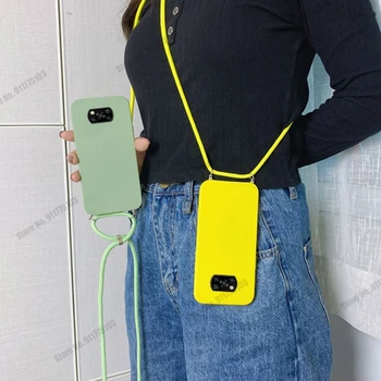 Renkli Yumuşak TPU Koruyucu xiaomi için telefon kılıfı Poco X4 Pro F3 Darbeye Dayanıklı arka kapak Kordon Boyun Askısı İle Poco X3 NFC M4