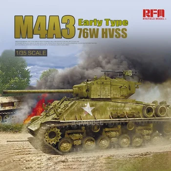 RFM RM5058 Plastik Model 1/35 Ölçekli M4A3 76W HVSS Erken Tip Montaj Tankı Modeli Yapı Kitleri Askeri Model Hobi DIY Oyuncaklar