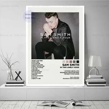 Sam Posteri Smiths Yalnız Saat Parça Listesi Müzik albüm kapağı Posteri Duvar sanatı resim tuvali Boyama Posteri Baskılar Odası Ev Dekor