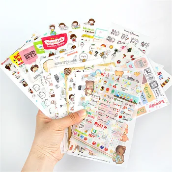 Sevimli Karikatür Çıkartmalar Kawaii Kırtasiye Çıkartmalar Kağıt Yapışkanlı Etiket Çocuklar İçin DIY Scrapbooking Albümleri Malzemeleri