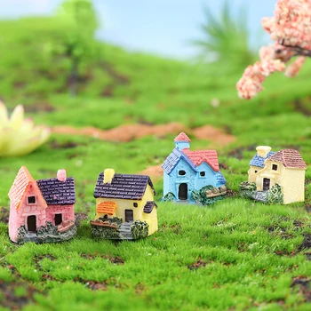 Sevimli Mini Ev Süsleme Dollhouse Peri bahçe minyatürleri Figürler Retro Ülke Villa Modelleri Mikro Peyzaj Süslemeleri