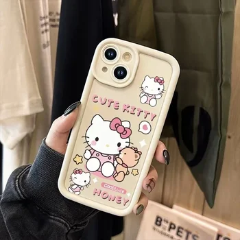 Sevimli Sanrio Hello Kitty Kuromi Telefon Kılıfı İçin iPhone 11 12 13 14 15 Pro Max X XR XS 7 8 Artı SE2 Yumuşak Silikon Darbeye Dayanıklı Kapak