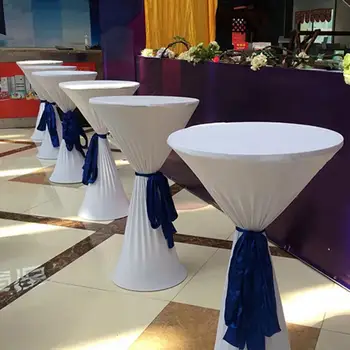 Streç Yuvarlak Masa Örtüsü Kokteyl Spandex Masa Örtüsü Bar Otel Düğün Parti Beyaz Masa Örtüsü 60 cm Çapı Çok renkli